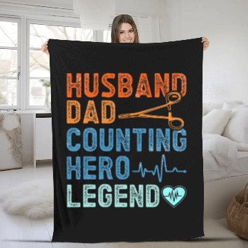 Discover husband dad counting hero legend surgical doctors Fleece Blankets