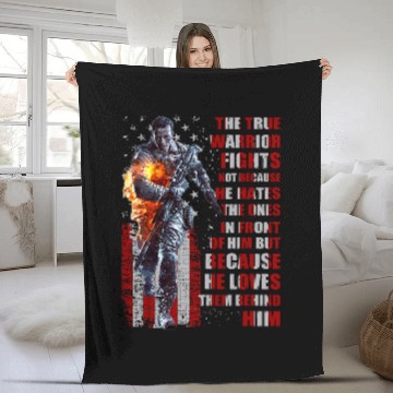 Discover A true warrior does not fight because he hates the opponents Fleece Blankets