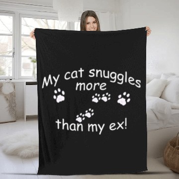 Discover My cat snuggles more than my ex Cat paw prints Fleece Blankets