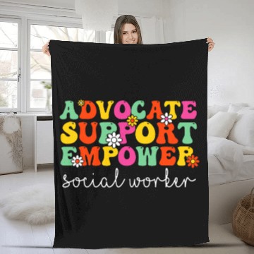 Discover Advocate Support Empower Groovy Social Worker Graduation MSW 11 Baseball Tees Fleece Blankets