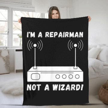 Discover Repairman Not A Wizard Internet Network Technician Baseball Tees Fleece Blankets
