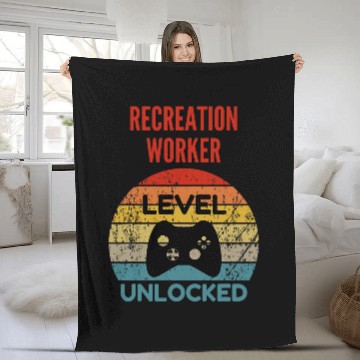 Discover Recreation Worker Level Unlocked Gamer Gift For Starting N Baseball Tees Fleece Blankets