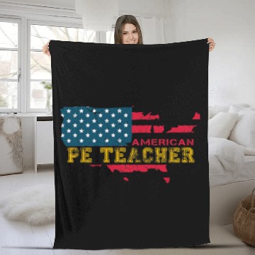Discover PE Physical Education Coachs 2P E  Teacher USA Map Flag Gift Fleece Blankets