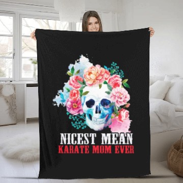 Discover Karate Mom Nicest Mean Candy Skull Baseball Tees Fleece Blankets