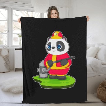 Discover Panda Firefighter Fires hose Fires department Fleece Blankets