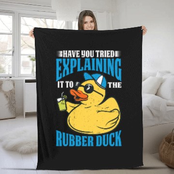 Discover Have You Tried Explaining It To The Rubber Duck 1 Fleece Blankets