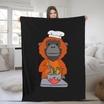 Discover Orangutan Chef Hobby Cuisine Monkey Fleece Blankets