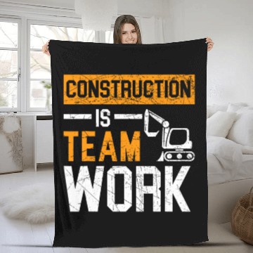 Discover Construction Is Team Work Job Profession Construction Worker Baseball Tees Fleece Blankets