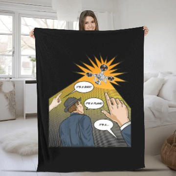 Discover its a bird its a plane its a drone funny Fleece Blankets