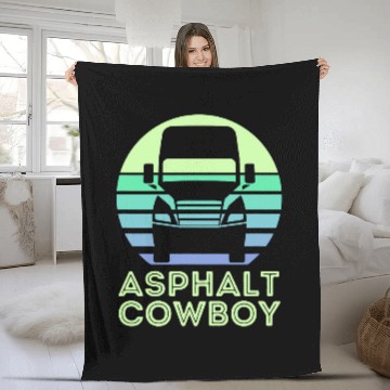 Discover Asphalt Cowboy Funny Semi Trucker Fleece Blankets