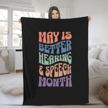 Discover Retro 70s May is Better Hearing Speech Month SLP Therapy Fleece Blankets