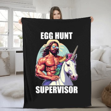 Discover Egg Hunt Supervisor Easter Egg Hunting Party Funny Mom Dad Fleece Blankets