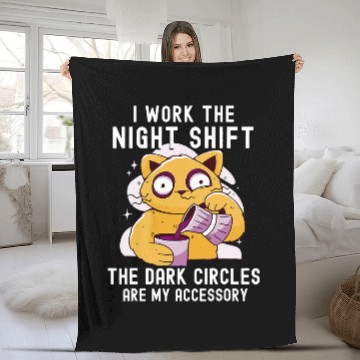 Discover Funny night shift eye circles saying for night shift Baseball Tees Fleece Blankets