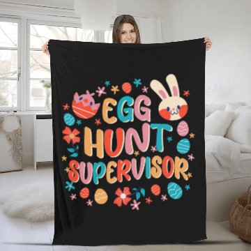 Discover Egg Hunt Supervisor Easter Day Fleece Blankets