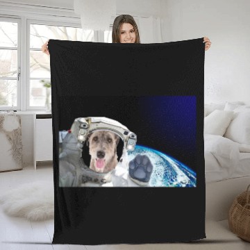Discover Dog in Space Great Pyrenees 2 Fleece Blankets