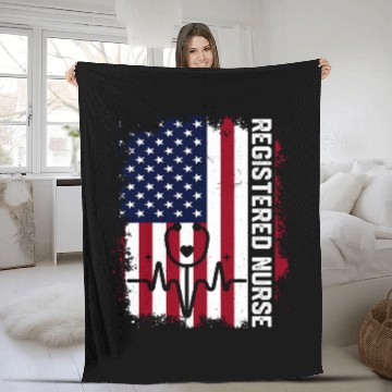 Discover Registered nurses Patriotic American flag RN Nursing student Fleece Blankets