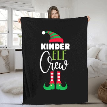 Discover Kinder Elf Crew Christmas Matching PJs Teacher Student Zip Fleece Blankets