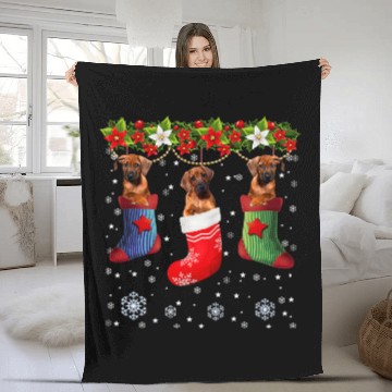 Discover three rhodesian ridgeback dog in sock christmas santa hat Baseball Tees Fleece Blankets