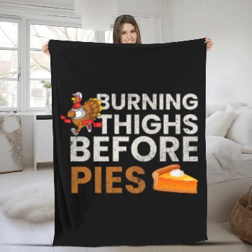 Discover Running Turkey Burning Thighs Before Pies Funny Runner Fleece Blankets