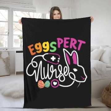 Discover Eggspert nurses Easter Bunny NP Funny RN Easter Day Nursing Baseball Tees Fleece Blankets