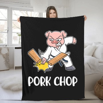 Discover Karate Pork Chop Fleece Blankets