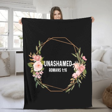 Discover Romans 116 1 16 God Jesus Religious Christian Unashamed Fleece Blankets
