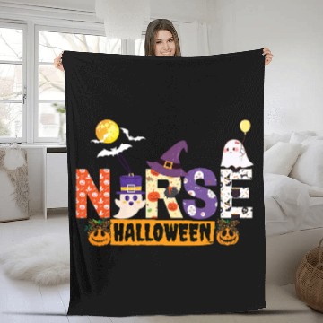 Discover Halloween nurses Nursing Cute Health Worker Halloween Pattern 5 Fleece Blankets