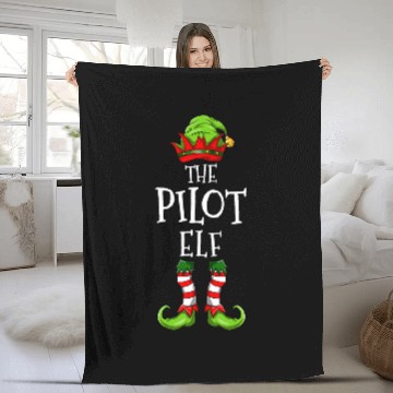 Discover pilot elf matching family group christmas party pajama 1 Fleece Blankets