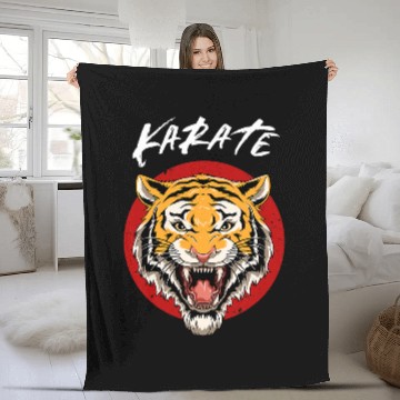 Discover Karate Tiger Head Zip Fleece Blankets