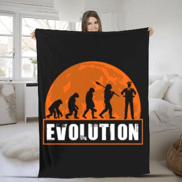 Discover Pilot Funny Human Evolution Gift for Men Fleece Blankets