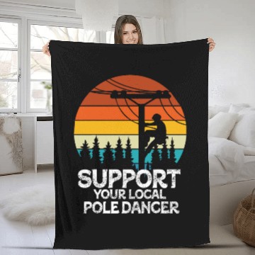 Discover American Lineman Powerline Worker 10 Zip Fleece Blankets