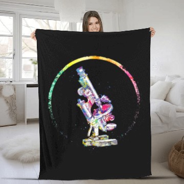 Discover microscope watercolor female scientist lab tech Zip Fleece Blankets