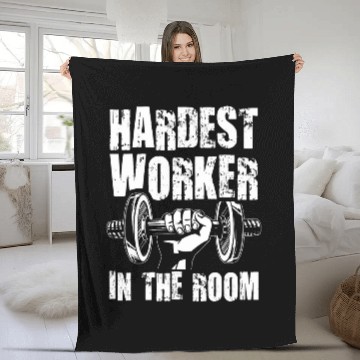 Discover Hardest Worker In The Room Gym Workout 2 Fleece Blankets