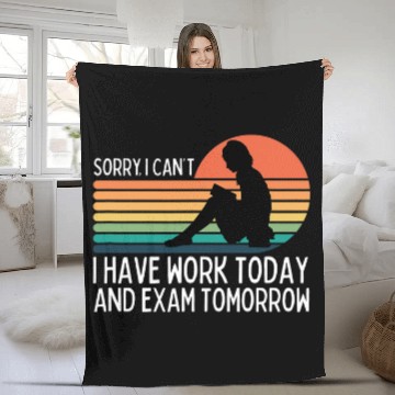 Discover Funny Working Student College Exam Baseball Tees Fleece Blankets