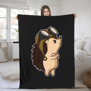 Discover Hedgehog Pilot Hardworking Person Fleece Blankets