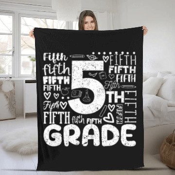 Discover Tie Dye 5th Grade Typography Team Fifth Grade Teacher Fleece Blankets