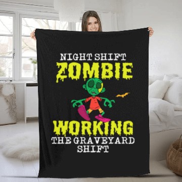 Discover Halloween Night Shift Worker Graveyard Duty Spooky 2 Fleece Blankets