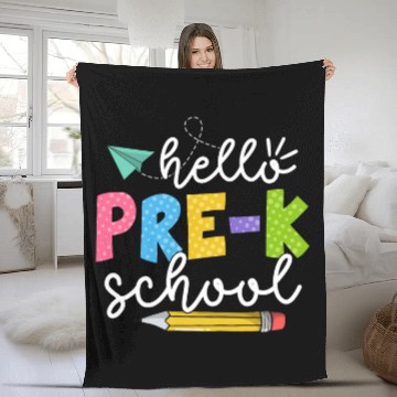 Discover Team Preschool Squad Hello Preschool Teacher Fleece Blankets