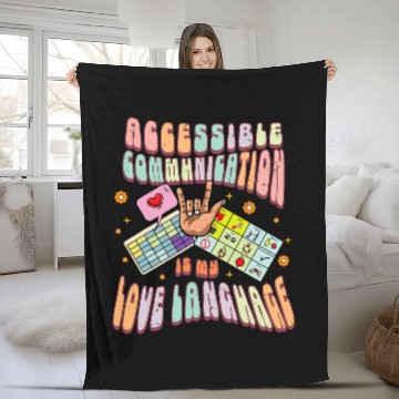 Discover AAC SLP Speech Pathologist Therapy Accessible Communication Fleece Blankets