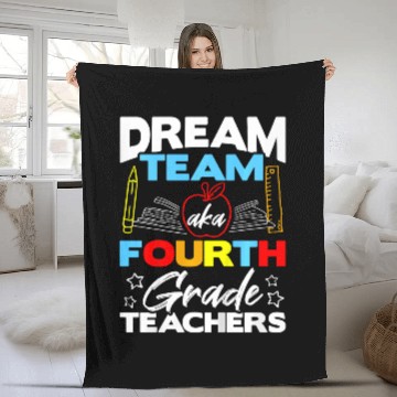 Discover Kids Fourth Grade Teachers Gift Dream Team Aka 4th Grade Teacher Baseball Tees Fleece Blankets
