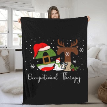 Discover Occupational Therapy Christmas retro groovy OT Therapist Fleece Blankets