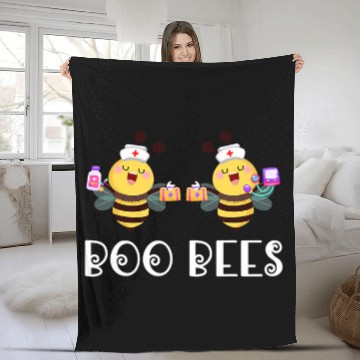 Discover Boo Bees Nursing Crew nurses Funny Halloween rn icu er Fleece Blankets