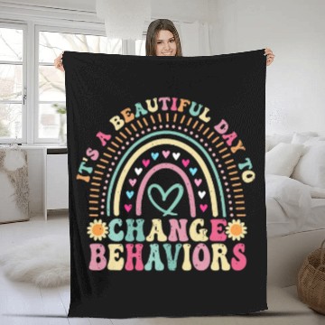 Discover ABA Behavior Analyst Boho Rainbow Behavior Therapist Gifts Fleece Blankets