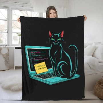 Discover Cat I Work On Computers Coding Geek Design Baseball Tees Fleece Blankets