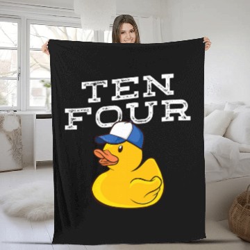 Discover ten four trucker rubber duck Fleece Blankets