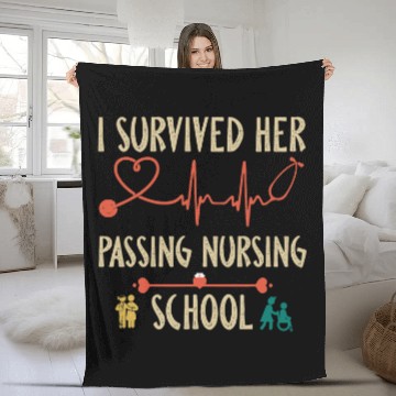 Discover Funny nurses Retro I Survived Her Passing Nursing School 2 Fleece Blankets