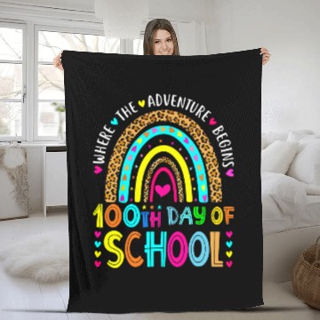 Discover Teacher Student 100 Day Where The Adventure Begin Rainbow Fleece Blankets