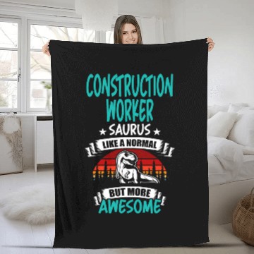 Discover Construction Worker Saurus Like Normal T Rexs Dinosaur Fleece Blankets