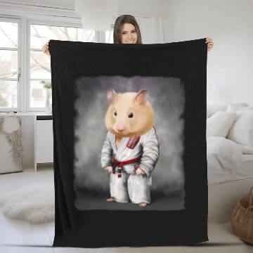 Discover Hamster Judo Karate Master in White Judogi Fleece Blankets