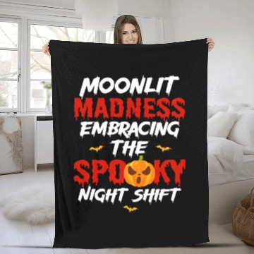 Discover Halloween Night Shift Worker Graveyard Duty Spooky 10 Fleece Blankets